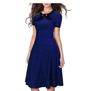 NWT Miusol Vintage 50's Vintage  Blue Black Flare Dress